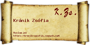 Kránik Zsófia névjegykártya